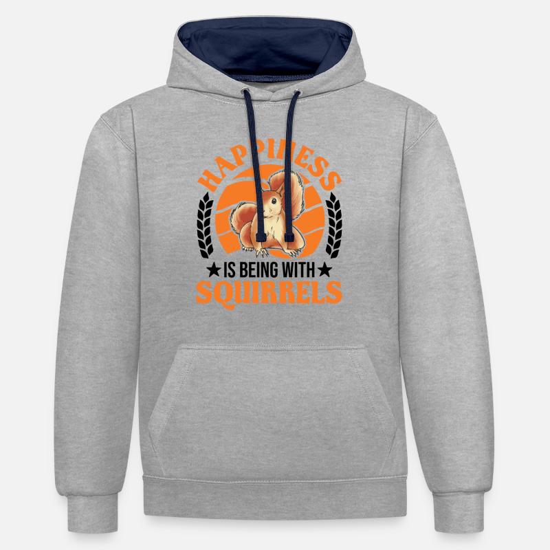 Écureuil Chance Écureuil Gris - Sweat à capuche contrasté - gris chiné/bleu marine