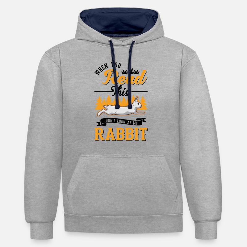 Lapin Lapin Lapin Lapin - Sweat à capuche contrasté - gris chiné/bleu marine