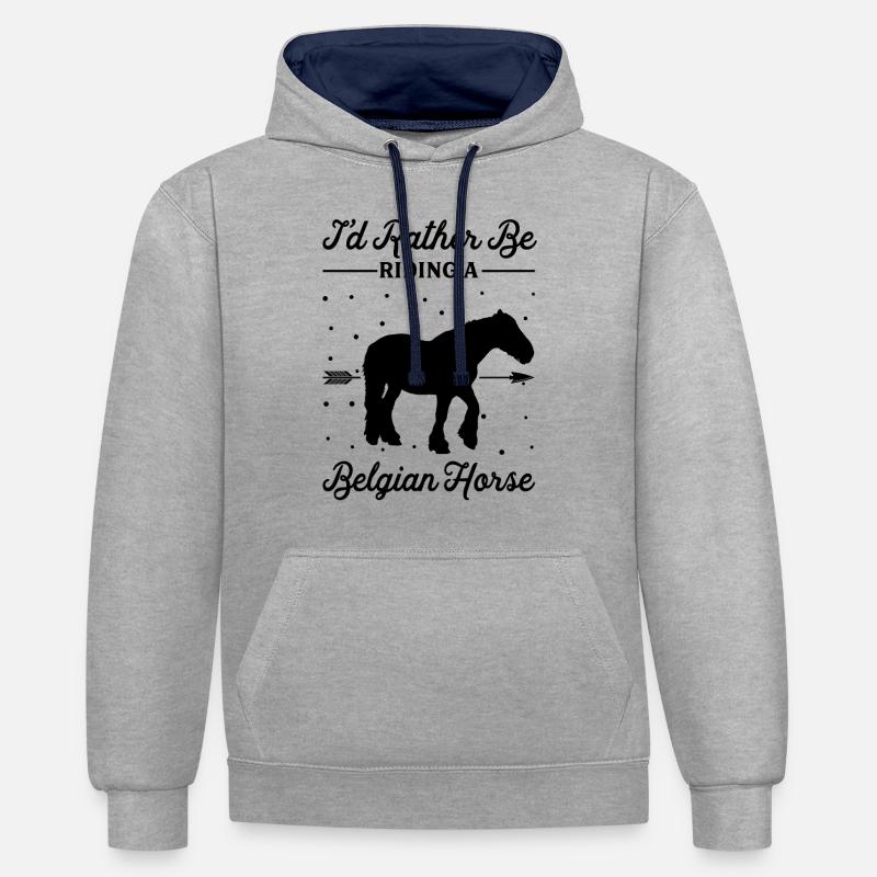 Monter à cheval belge - Sweat à capuche contrasté - gris chiné/bleu marine