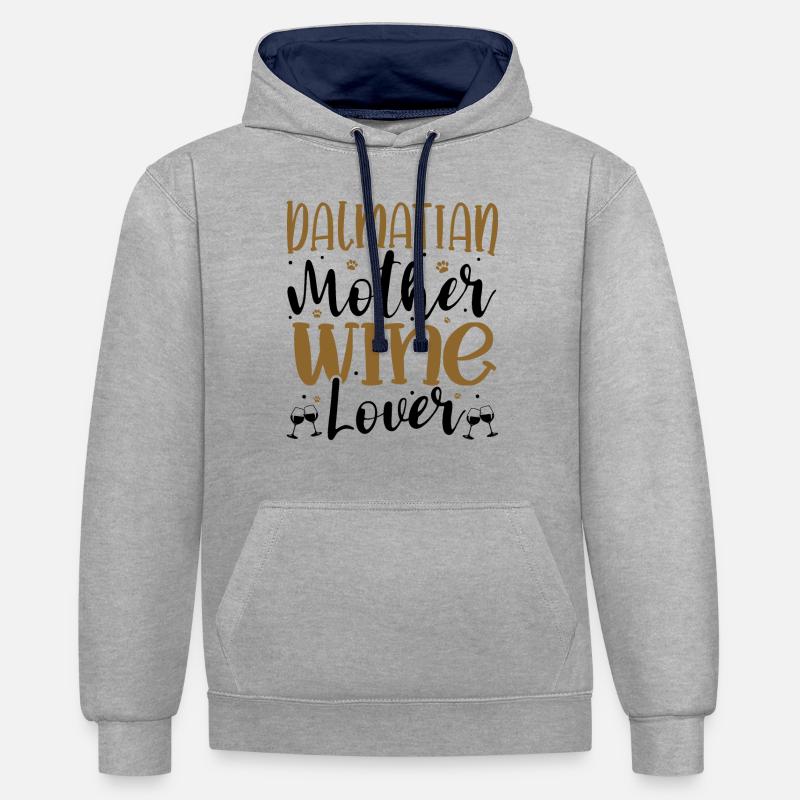 Amateur de vin Dalmatian Mère - Sweat à capuche contrasté - gris chiné/bleu marine