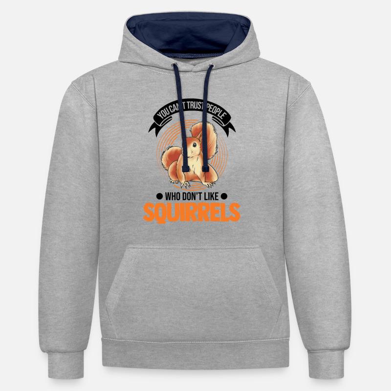 Squirrel Gift Grey Squirrel - Contrast hoodie - heather grey/navy