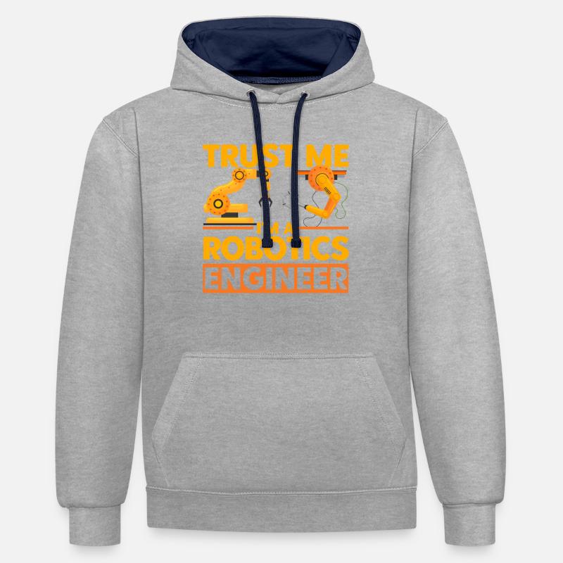 Engineering Robotics Robotics Engineer Gift - Contrast hoodie - heather grey/navy