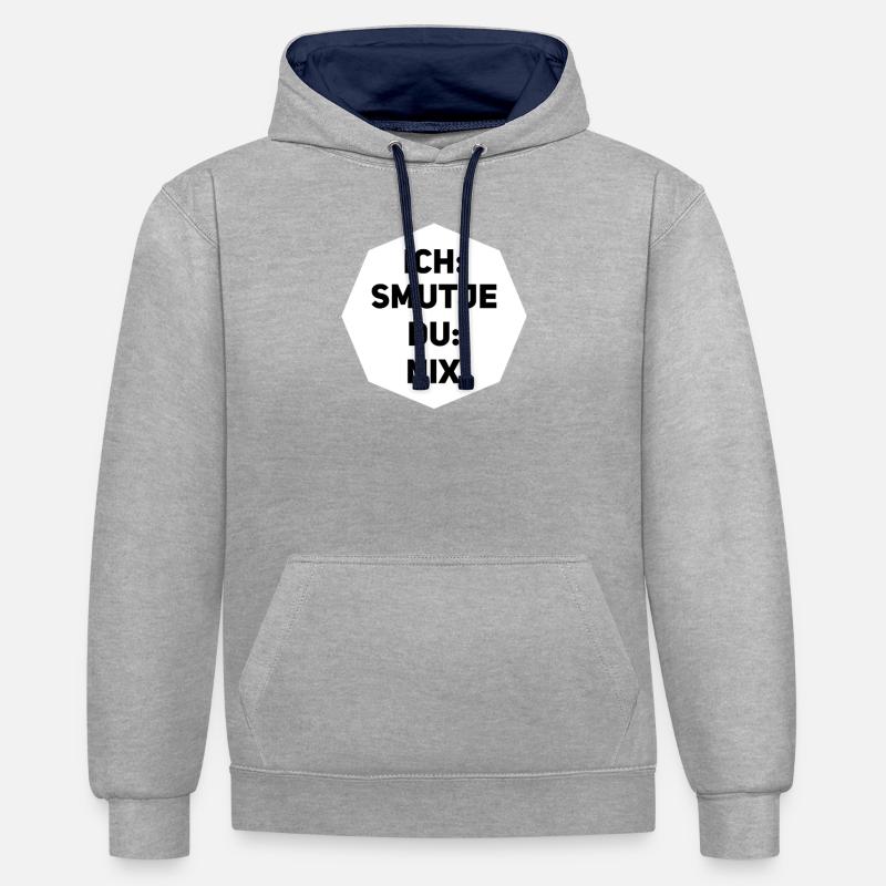 I Smutje Du Nix - Sweat à capuche contrasté - gris chiné/bleu marine