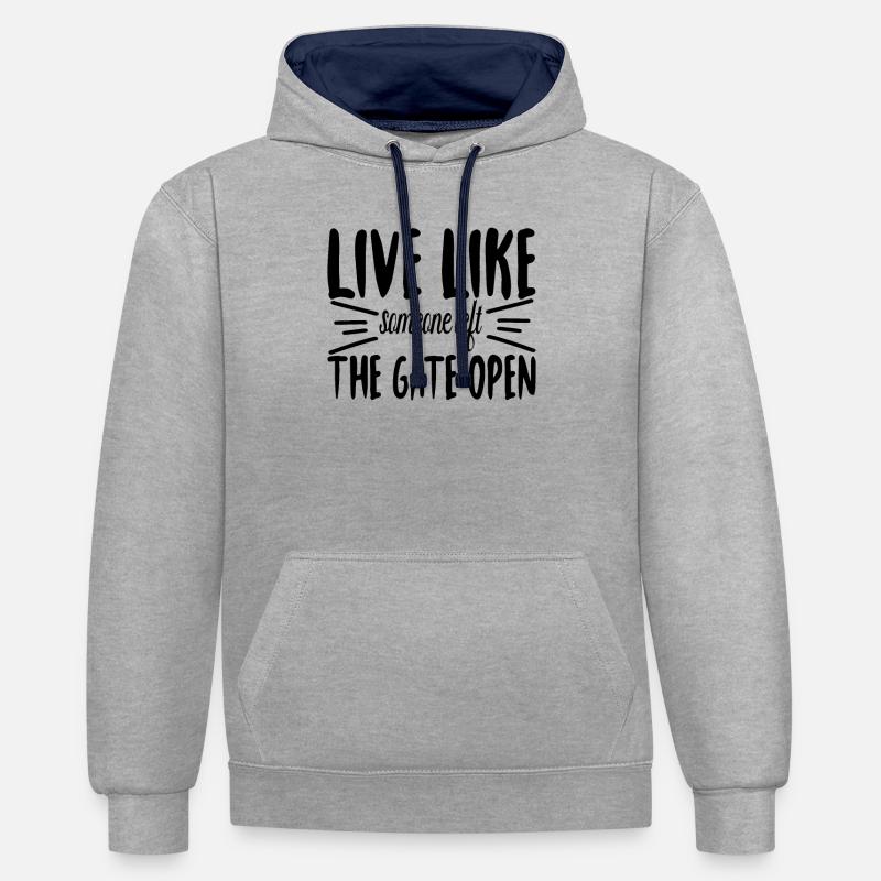 Vivez comme un chien - Sweat à capuche contrasté - gris chiné/bleu marine