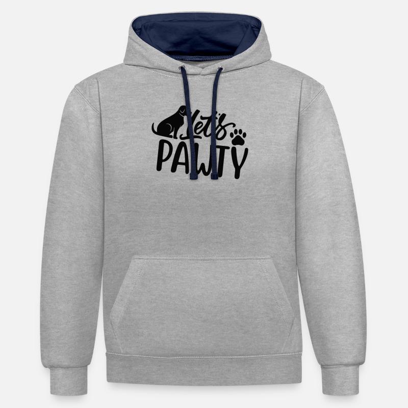 Deja que Pawty - Sudadera con capucha contraste - gris jaspeado/azul marino