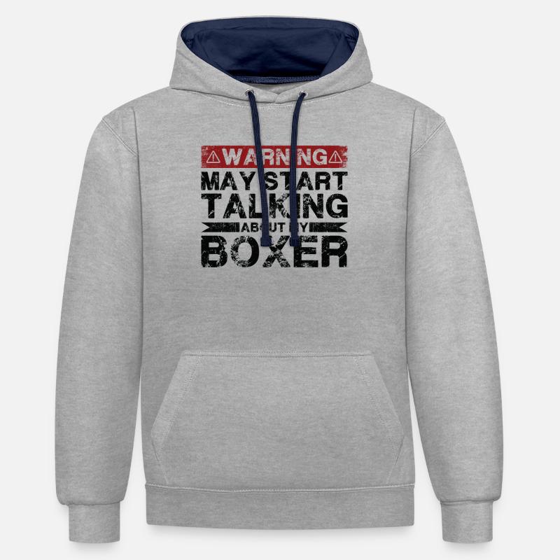 En parlant de boxeurs - Sweat à capuche contrasté - gris chiné/bleu marine