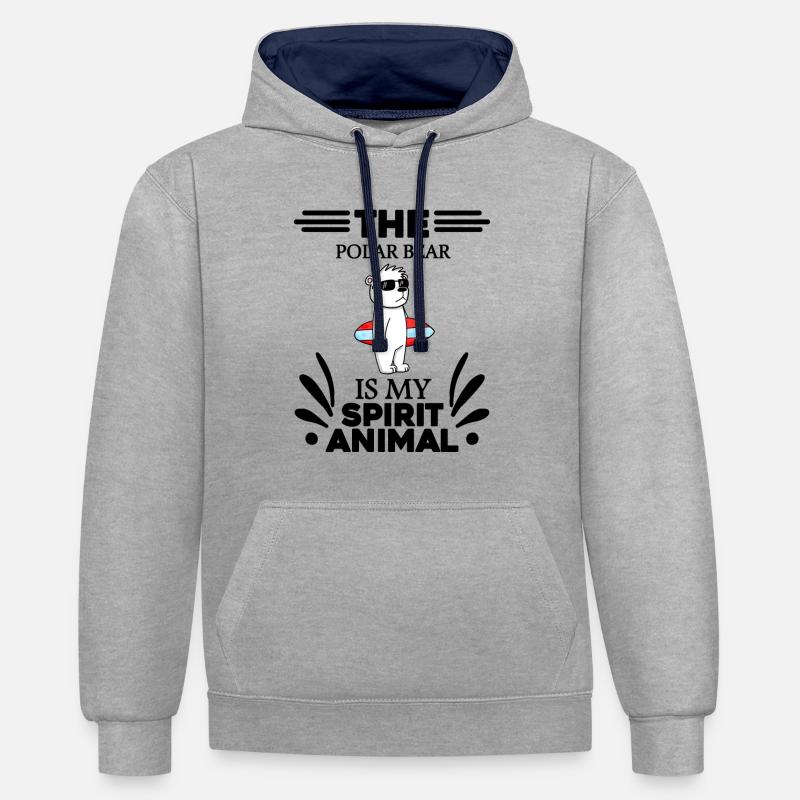 Eisbär Polarbär Bär - Kontrast-Hoodie - Grau meliert/Navy