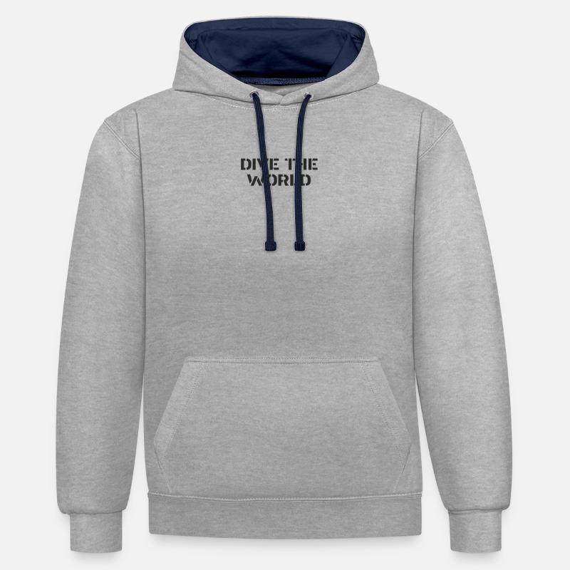 Plongée - Plongez dans le monde - Sweat à capuche contrasté - gris chiné/bleu marine