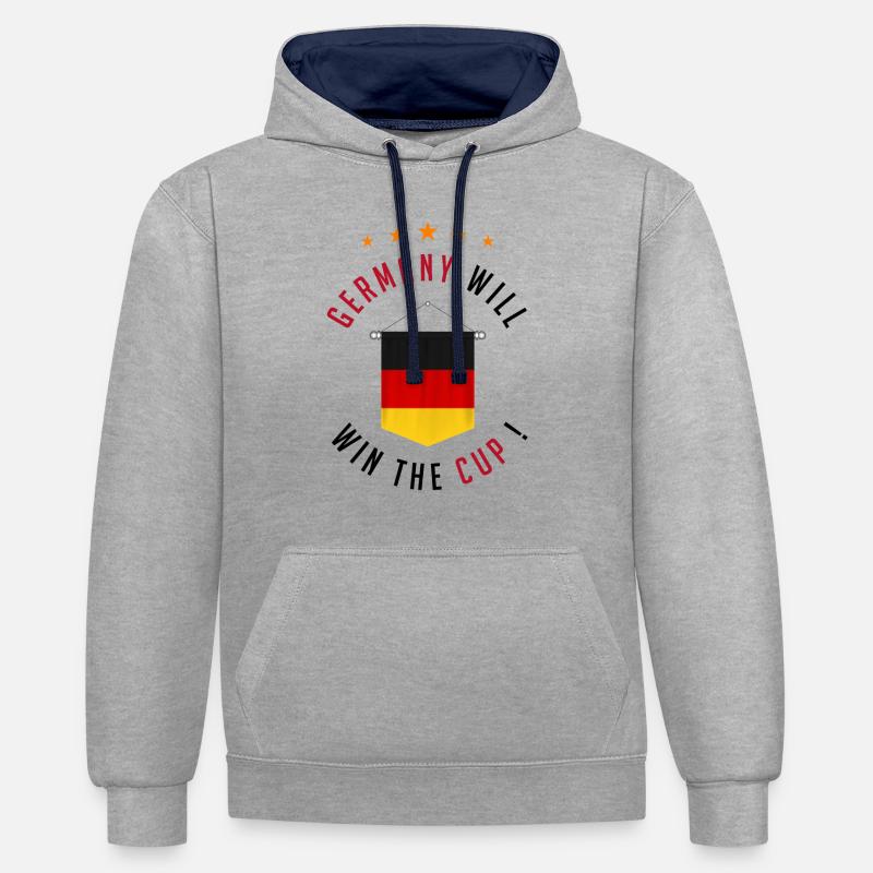 Germany Will Win The Cup ! - Sweat à capuche contrasté - gris chiné/bleu marine