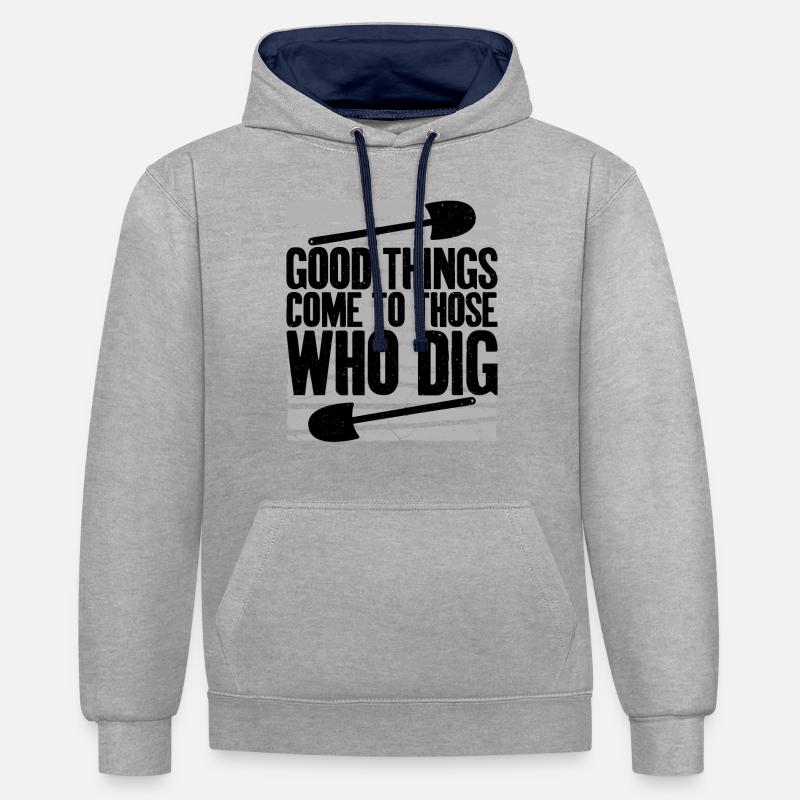 Ceux qui sont égyptiens - Sweat à capuche contrasté - gris chiné/bleu marine