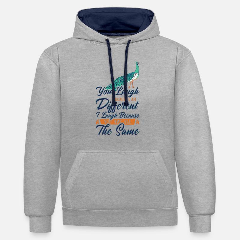 Positivité de paon Diverses inspirations - Sweat à capuche contrasté - gris chiné/bleu marine