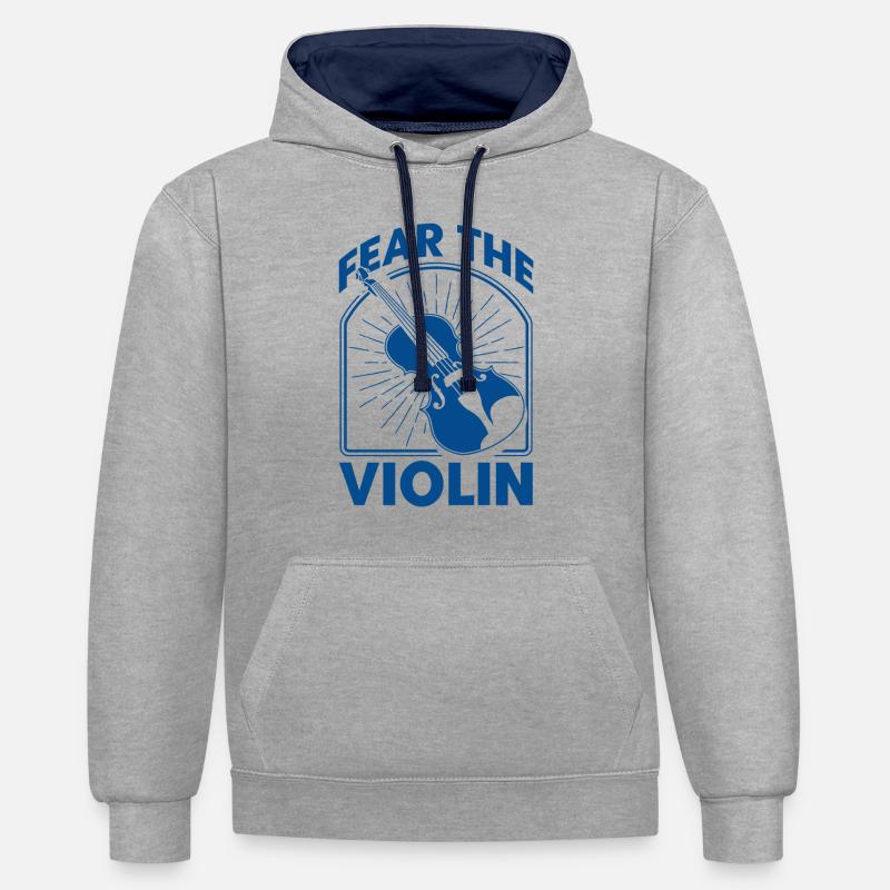 Cadeau de violoniste violoniste - Sweat à capuche contrasté - gris chiné/bleu marine