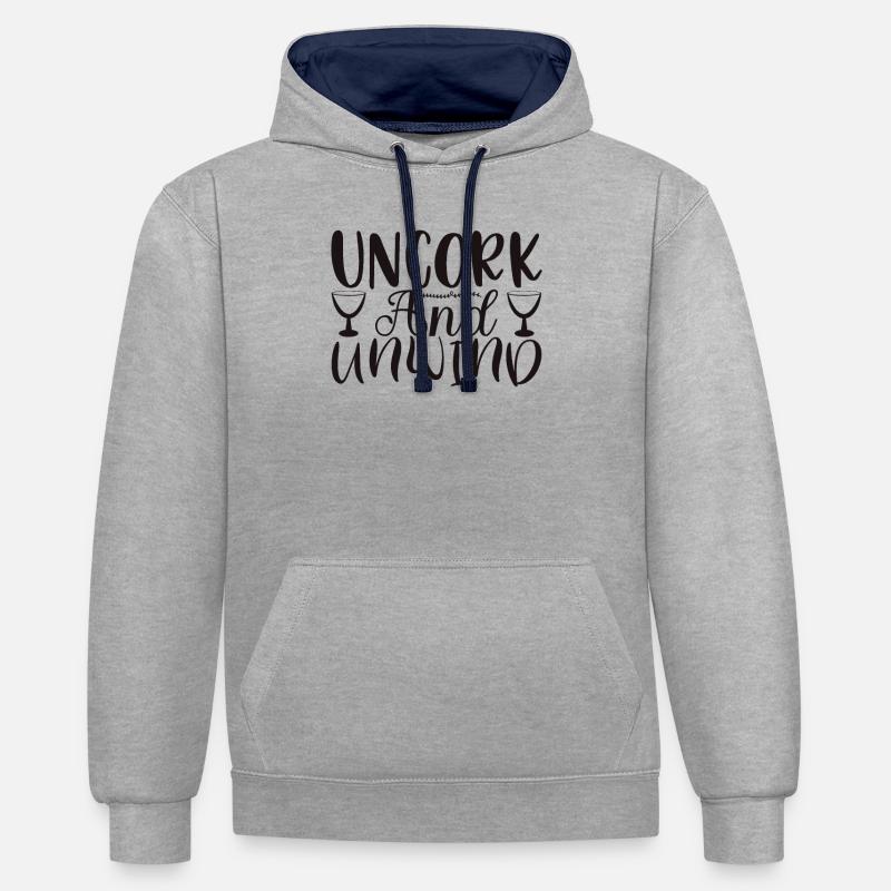 Déboucher et se détendre - Sweat à capuche contrasté - gris chiné/bleu marine