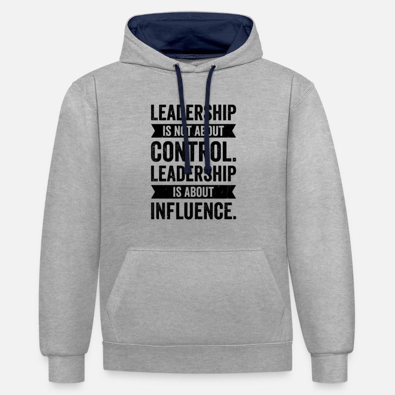 Leadership Sagesse Citations Guide Inspirer - Sweat à capuche contrasté - gris chiné/bleu marine