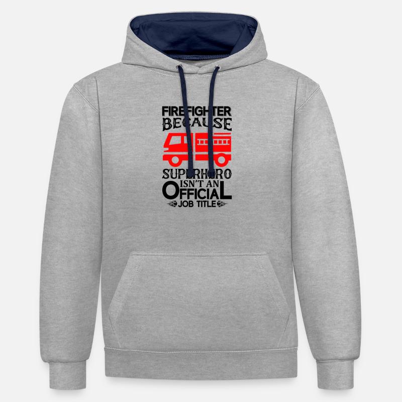 Pompiers Pompier pompier Extincteur - Sweat à capuche contrasté - gris chiné/bleu marine