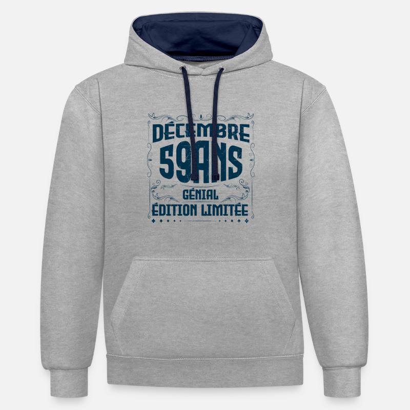 DÉCEMBRE 59 Ans | Édition limitée - Sweat à capuche contrasté - gris chiné/bleu marine