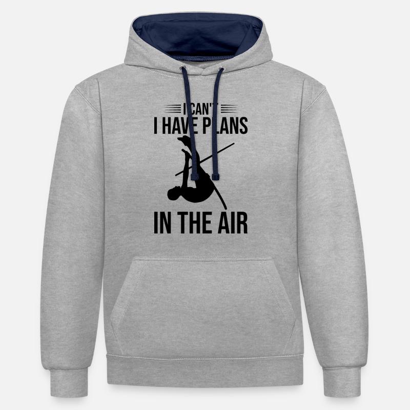 Saut à la perche amusant - Sweat à capuche contrasté - gris chiné/bleu marine
