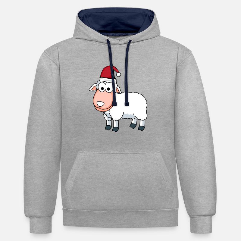 Moutons Comic Noël - Sweat à capuche contrasté - gris chiné/bleu marine