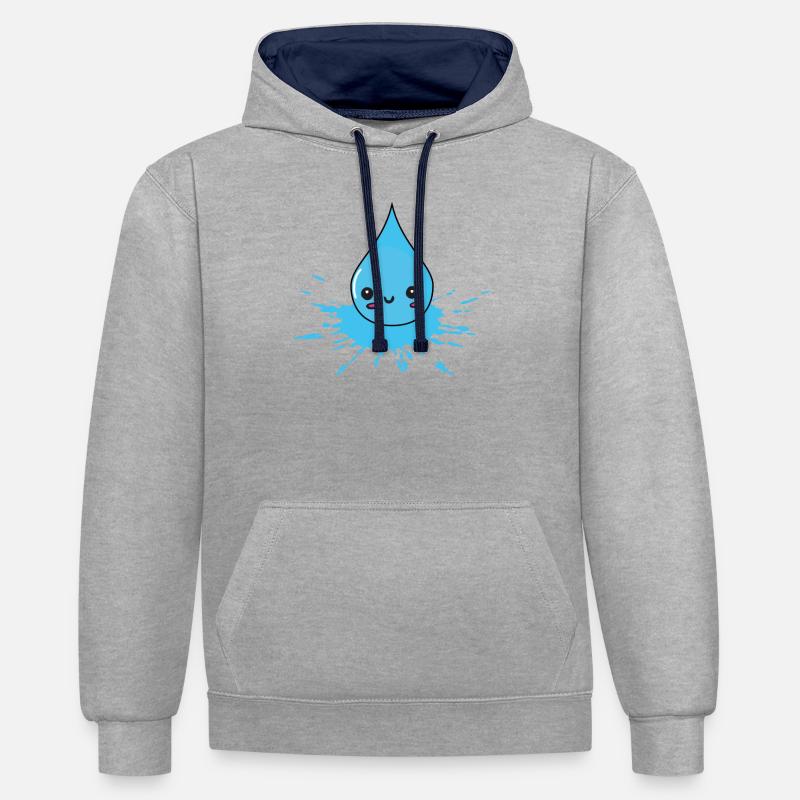 scoppio e spruzzi - gocce d'acqua - Felpa con cappuccio in contrasto cromatico - grigio melange/navy