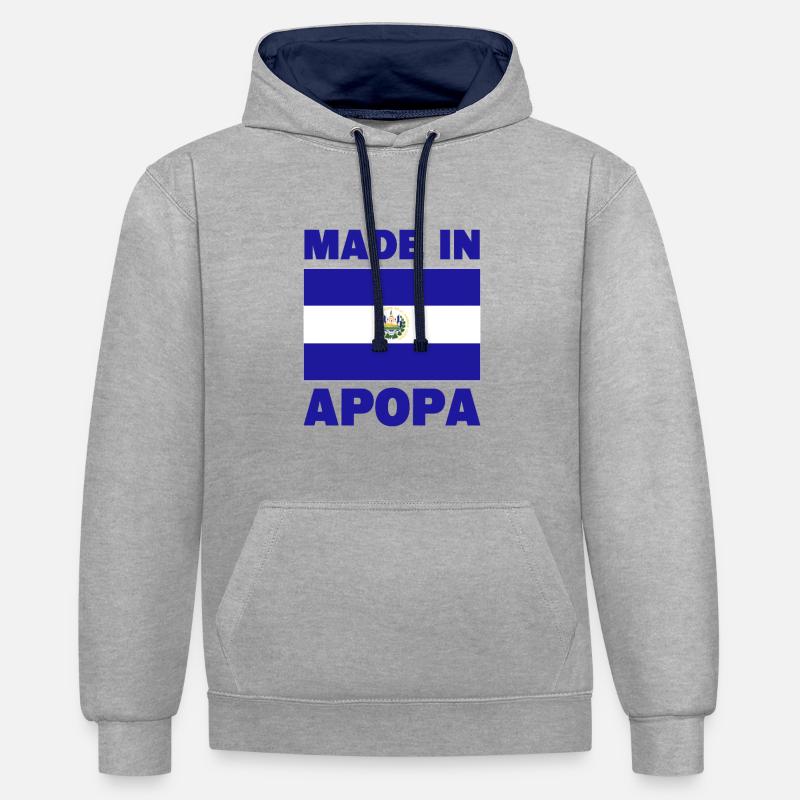 Apopa - Sweat à capuche contrasté - gris chiné/bleu marine