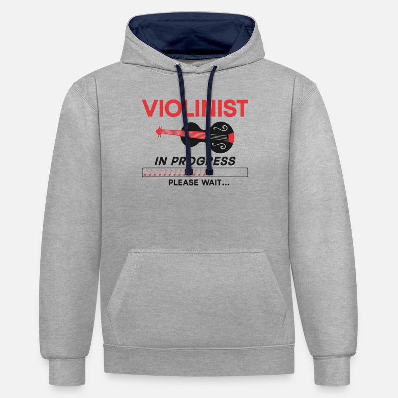 Violon Violoniste Violoniste En - Sweat à capuche contrasté - gris chiné/bleu marine