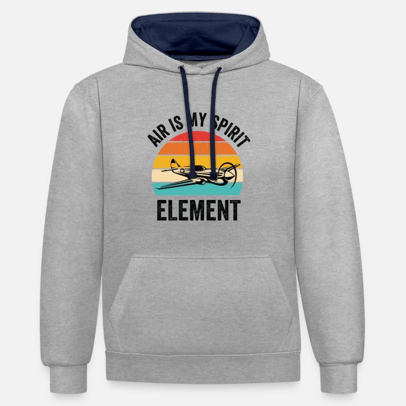 Luftfahrt Pilot Flieger Flugzeug Flugzeug - Kontrast-Hoodie - Grau meliert/Navy