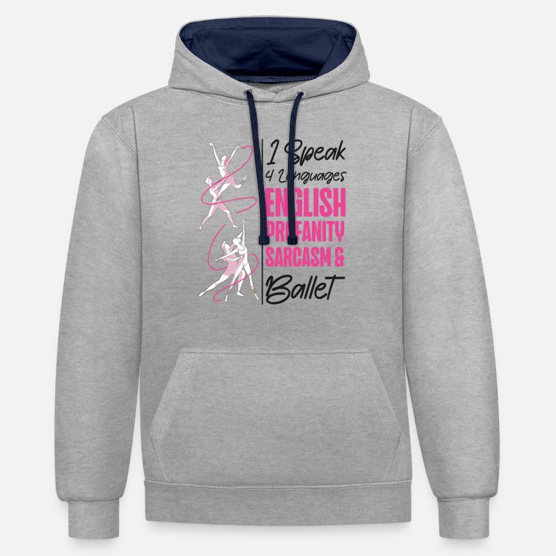 Ballet Danseuse Danse Ballerine - Sweat à capuche contrasté - gris chiné/bleu marine