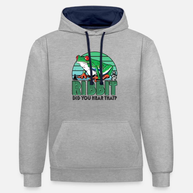Rainette aux yeux rouges Mignon - Sweat à capuche contrasté - gris chiné/bleu marine
