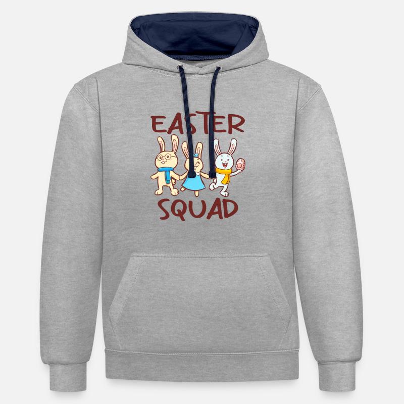 Easter Squad Egg Hunt - Kontrast-Hoodie - Grau meliert/Navy