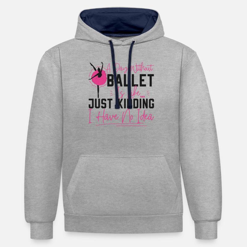 Ballet Danseuse Danse Ballerine - Sweat à capuche contrasté - gris chiné/bleu marine