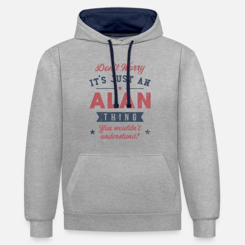 C’est un truc d’Alan - Sweat à capuche contrasté - gris chiné/bleu marine