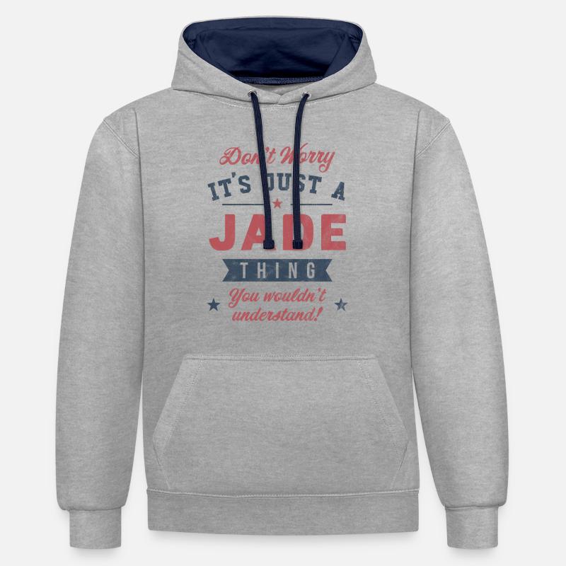 C’est un truc de jade - Sweat à capuche contrasté - gris chiné/bleu marine