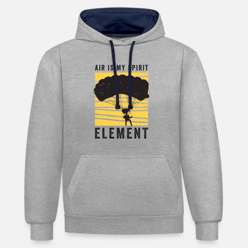 Parachutisme Parachutiste - Sweat à capuche contrasté - gris chiné/bleu marine