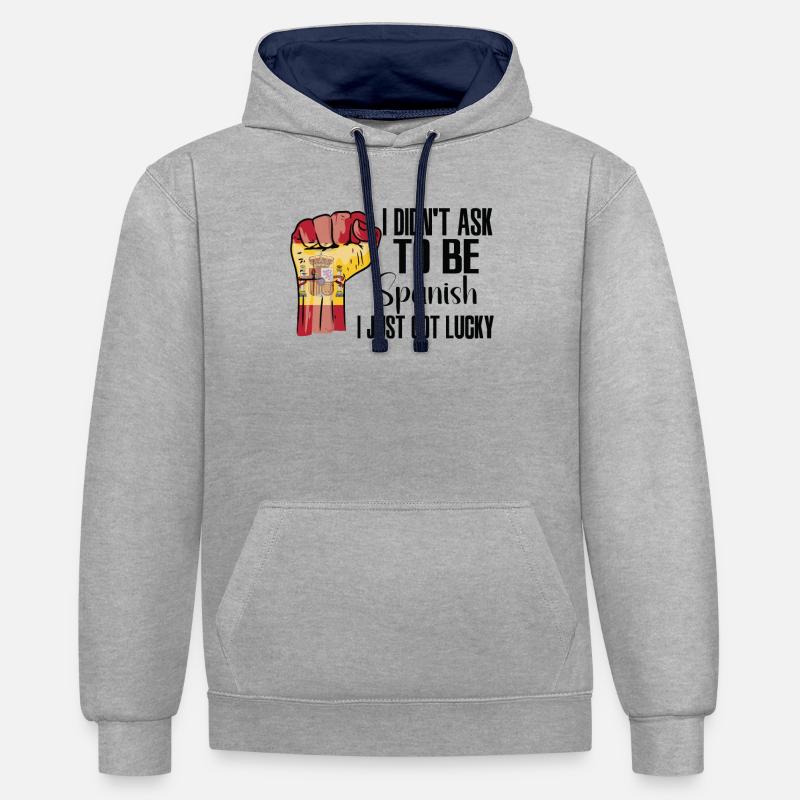 Fierté espagnole Drapeau espagnol cultivé - Sweat à capuche contrasté - gris chiné/bleu marine