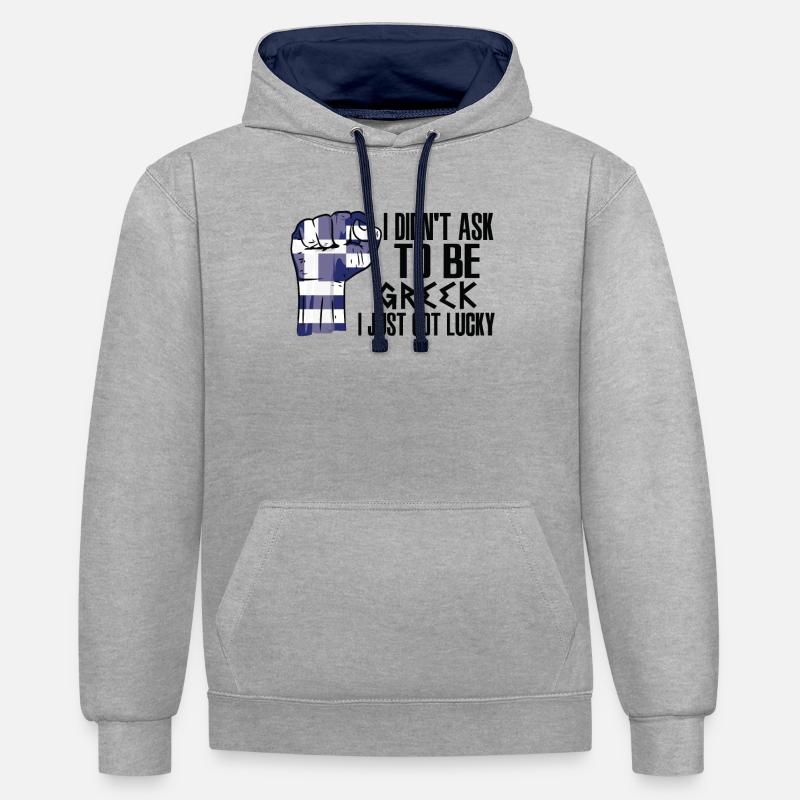 Fierté grecque Drapeau grec cultivé - Sweat à capuche contrasté - gris chiné/bleu marine