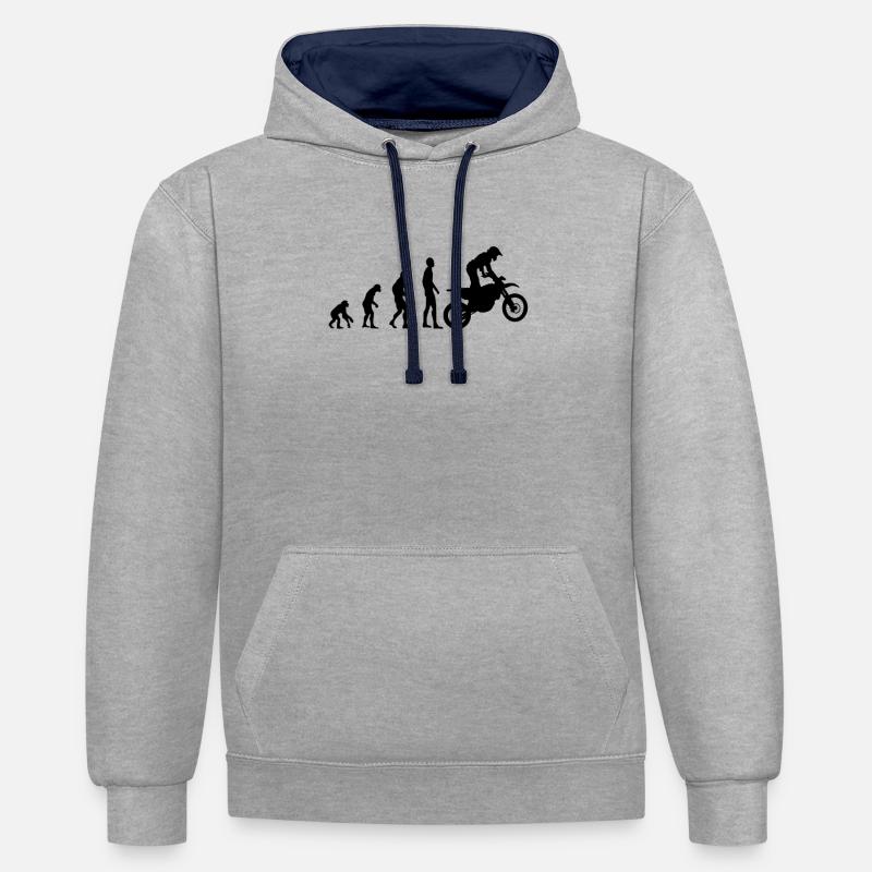 Motocross Evolution MX - Sweat à capuche contrasté - gris chiné/bleu marine