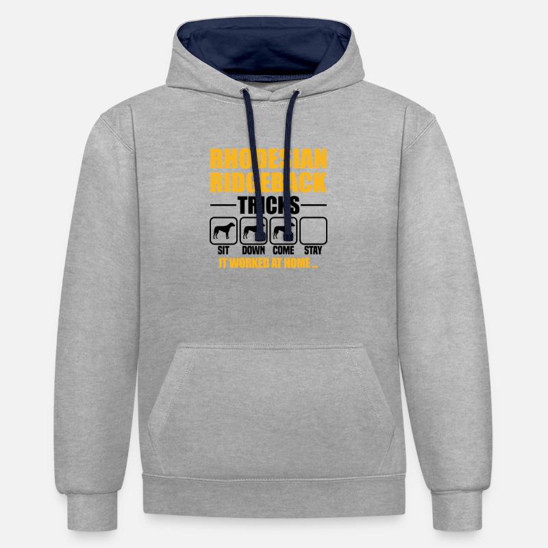 Rhodesian Ridgeback Tricks - Kontrast-Hoodie - Grau meliert/Navy