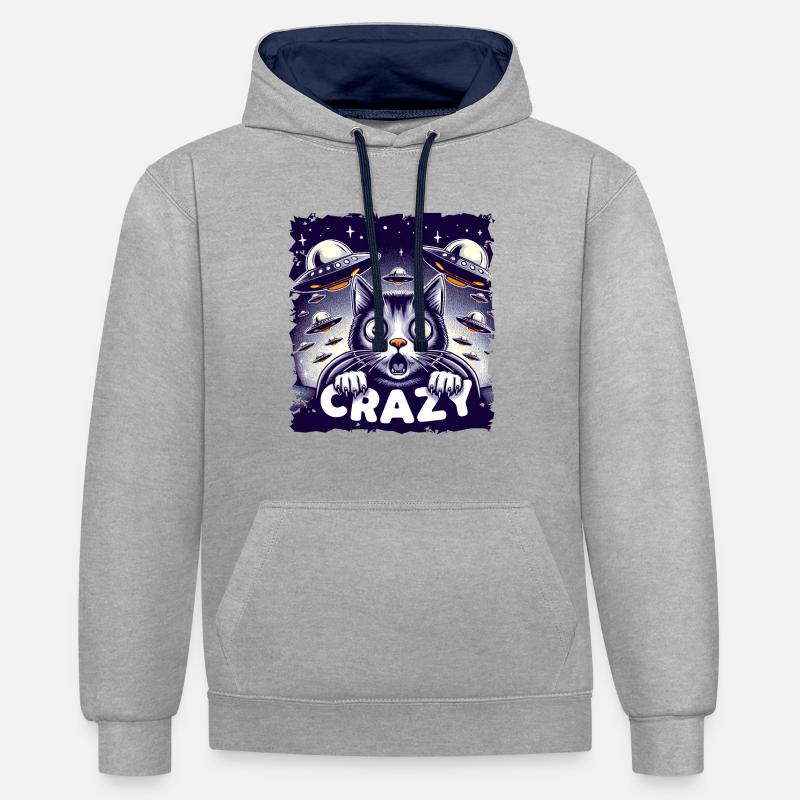Drôle Alien Alien Croire - Sweat à capuche contrasté - gris chiné/bleu marine