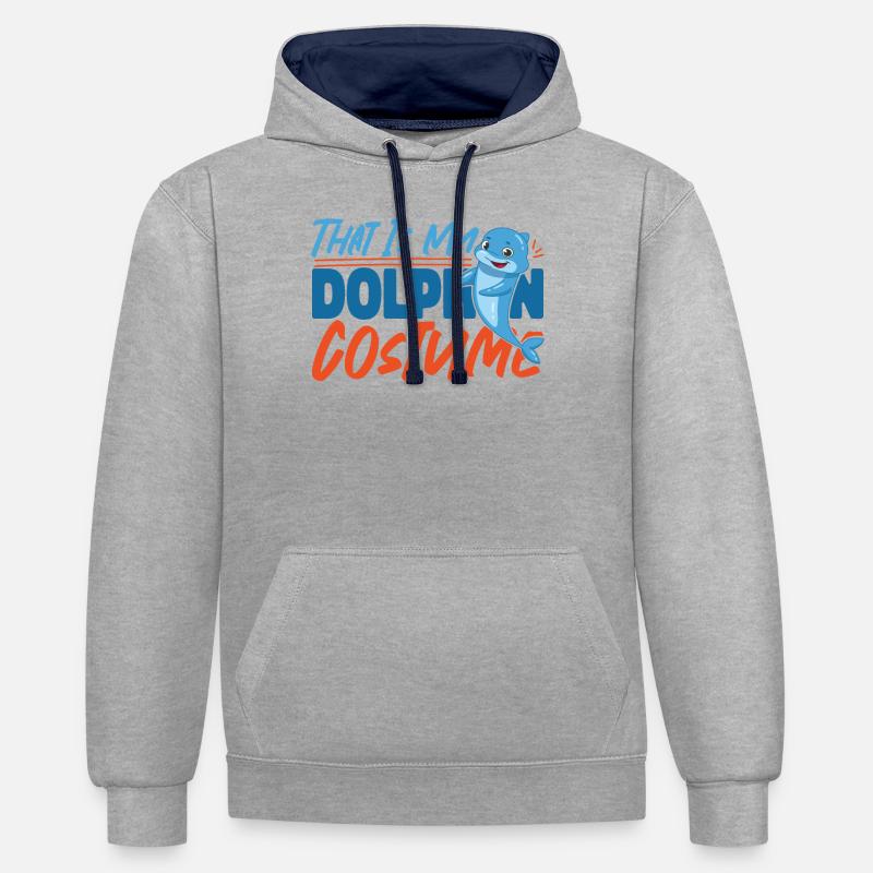 Dauphin Halloween C’est mon - Sweat à capuche contrasté - gris chiné/bleu marine