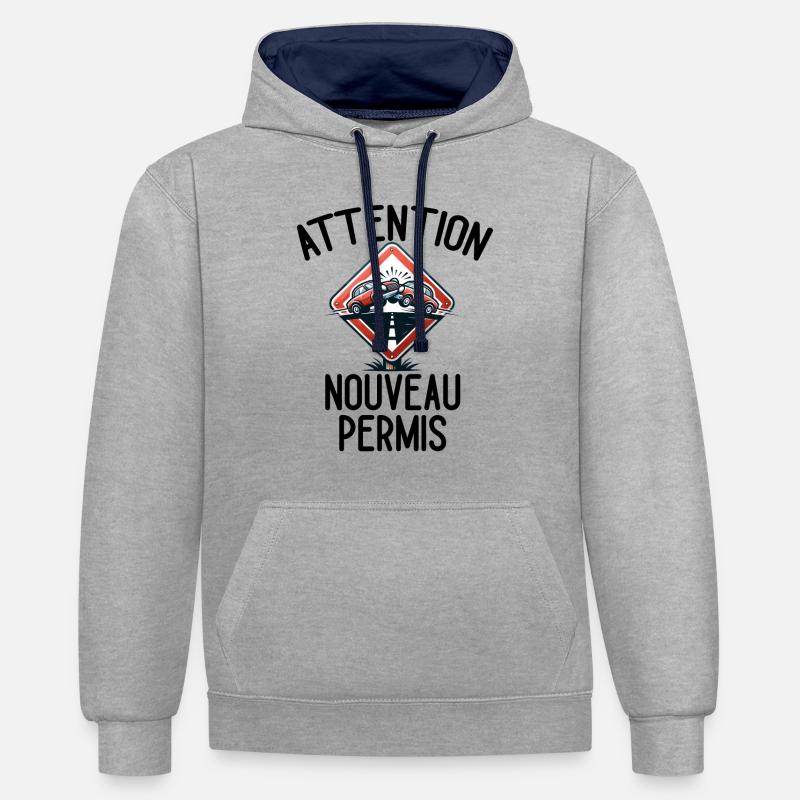 Führerschein Geschenkidee Humor Fahrschule - Kontrast-Hoodie - Grau meliert/Navy