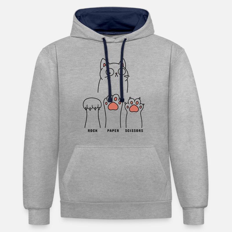 Ciseaux à papier de roche - Sweat à capuche contrasté - gris chiné/bleu marine