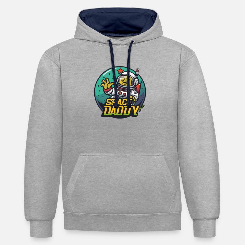 Space Daddy Sci-Fi Astronaut - Kontrast-Hoodie - Grau meliert/Navy