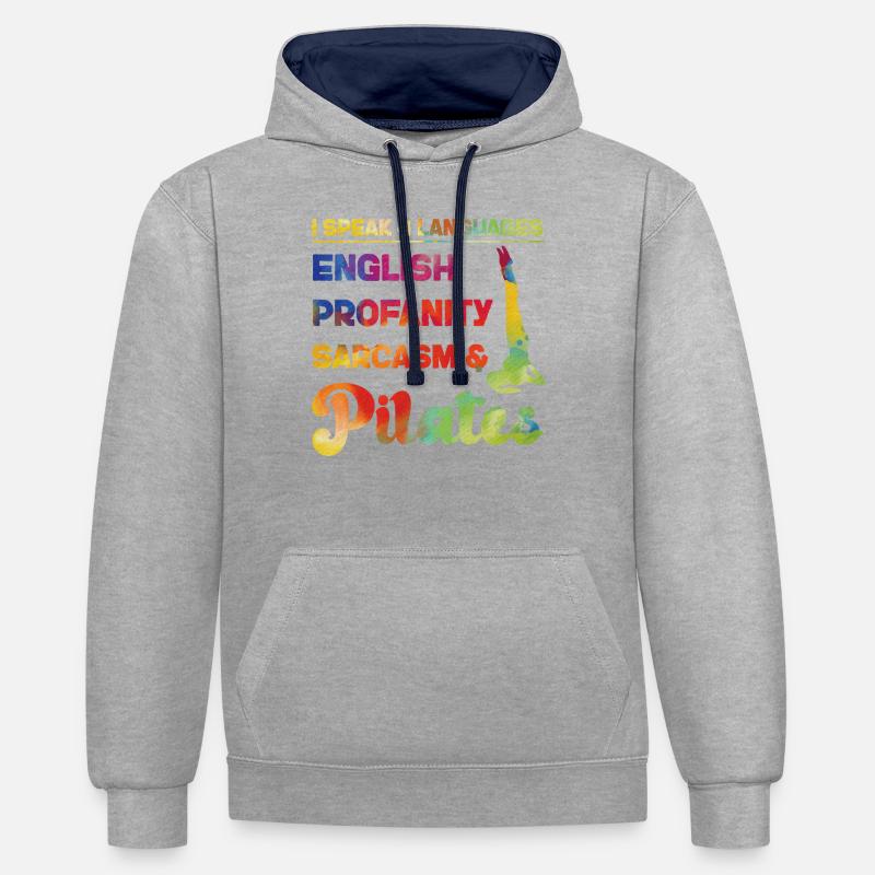 Instructeur de Pilates Enseignant - Sweat à capuche contrasté - gris chiné/bleu marine