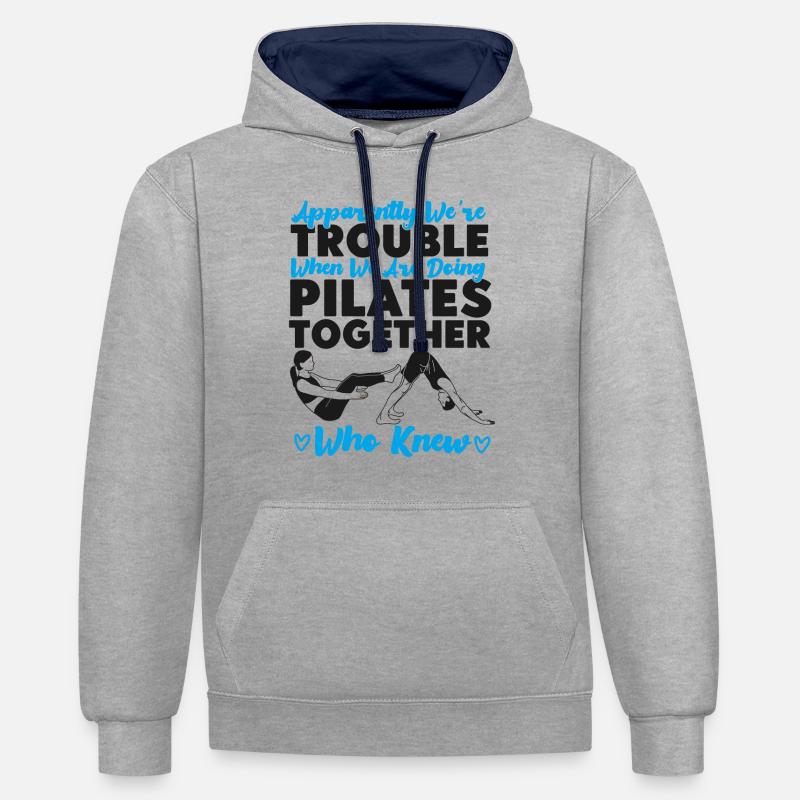 Instructeur de Pilates Professeur Amis - Sweat à capuche contrasté - gris chiné/bleu marine