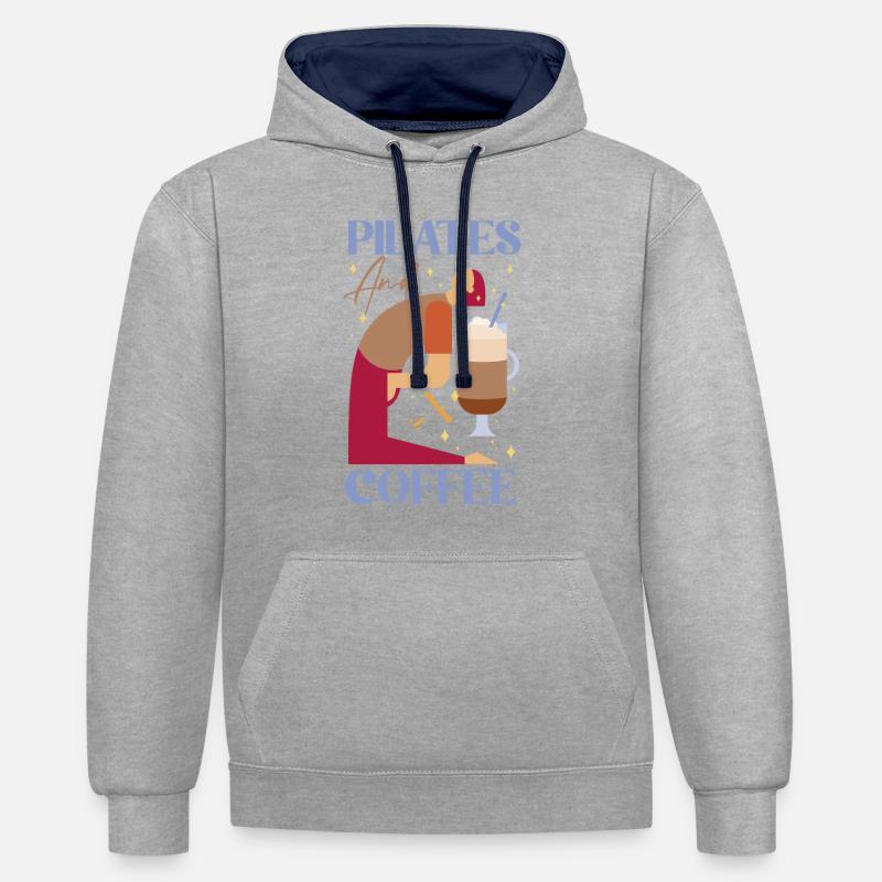 Instructeur de Pilates Professeur Café - Sweat à capuche contrasté - gris chiné/bleu marine