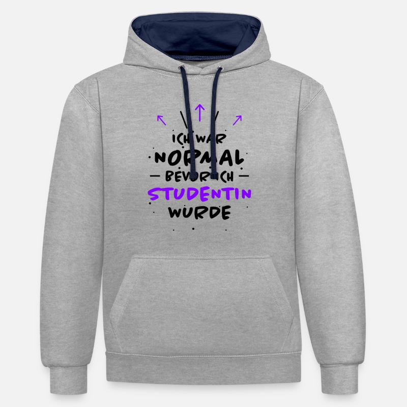 Studentin Spruch Universität Studentin Geschenk - Kontrast-Hoodie - Grau meliert/Navy