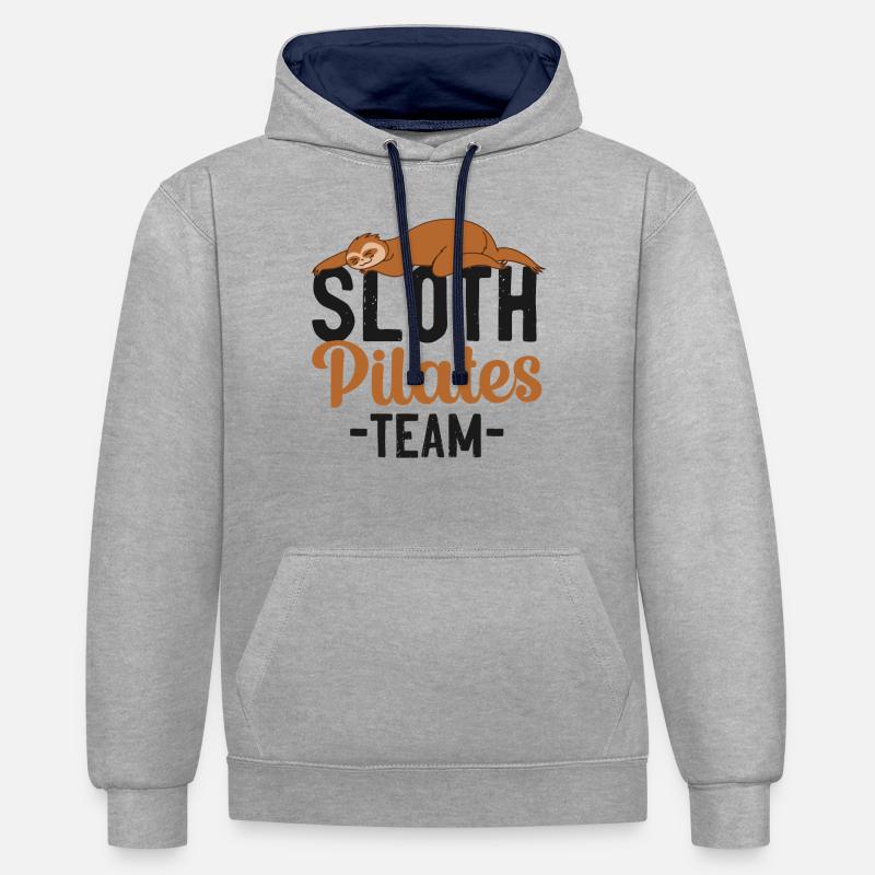 Pilates Instructor Teacher Sloth - Kontrast-Hoodie - Grau meliert/Navy