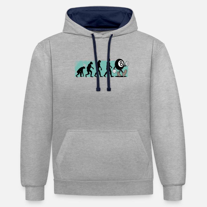 Billard, Evolution, Snooker - Sweat à capuche contrasté - gris chiné/bleu marine