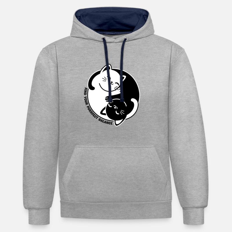 Trouvez votre équilibre parfait - Sweat à capuche contrasté - gris chiné/bleu marine