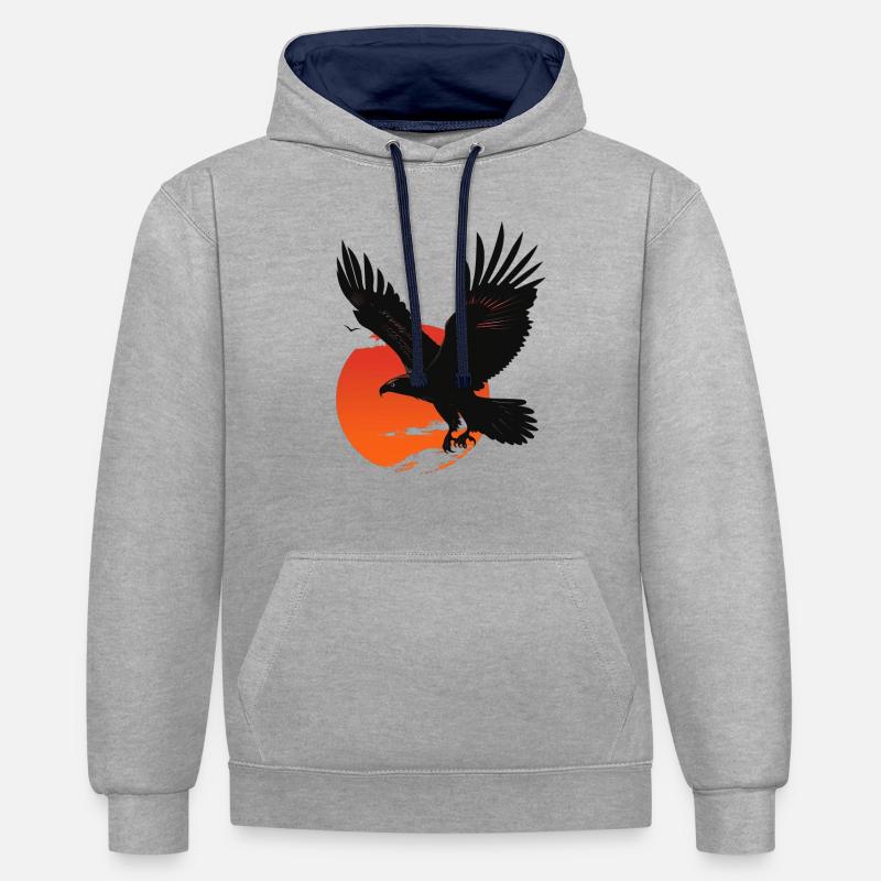 Powerful eagle in sunset - Contrast hoodie - heather grey/navy